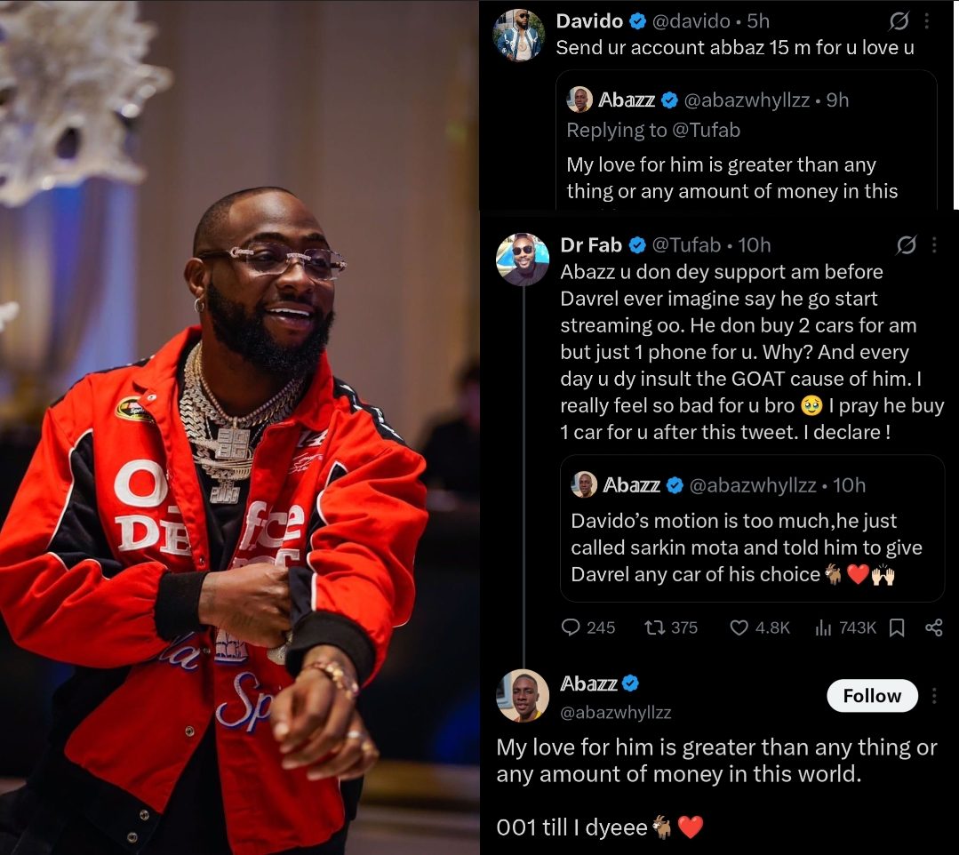 Davido Rewards Loyal Fan Abazz with ₦15 Million After Viral X Post